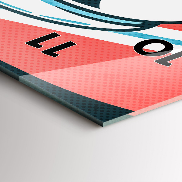 Ceas vertical de perete din sticlă Imaginația copiilor