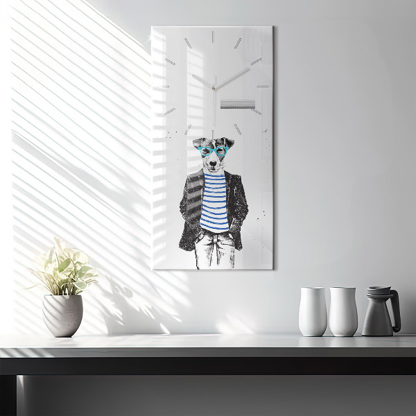 Ceas vertical de perete din sticlă Un câine într-un corp uman