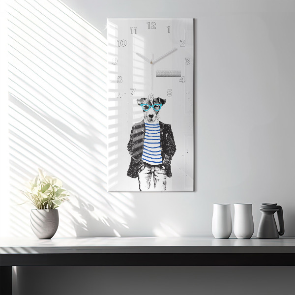 Ceas vertical de perete din sticlă Un câine într-un corp uman