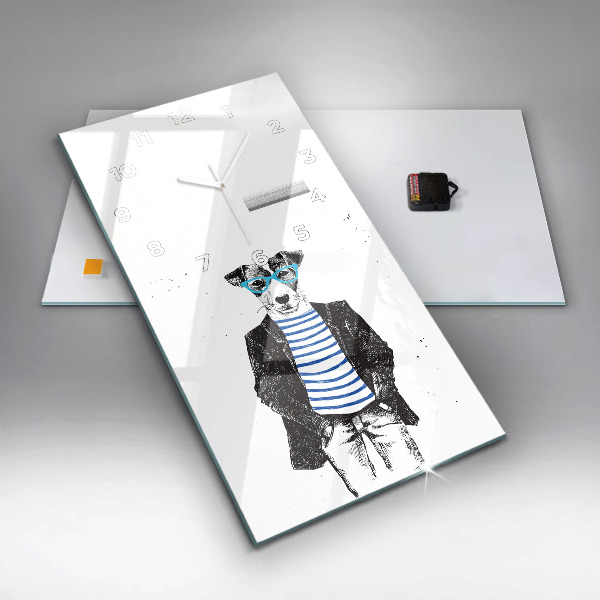 Ceas vertical de perete din sticlă Un câine într-un corp uman