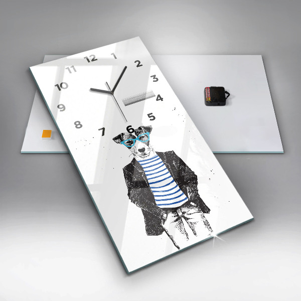 Ceas vertical de perete din sticlă Un câine într-un corp uman