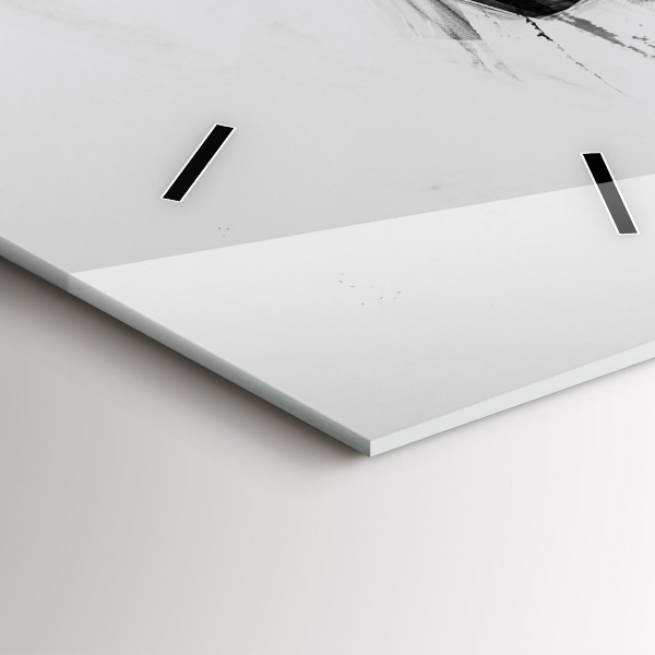 Ceas vertical de perete din sticlă Leu pictat