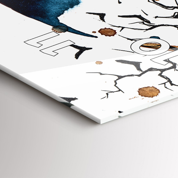 Ceas vertical de perete din sticlă Lupul și Luna Plină