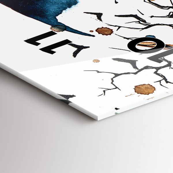 Ceas vertical de perete din sticlă Lupul și Luna Plină