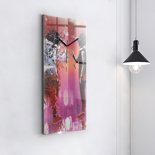 Ceas vertical de perete din sticlă Ciberspațiul