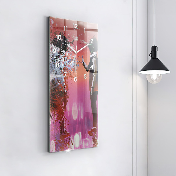 Ceas vertical de perete din sticlă Ciberspațiul