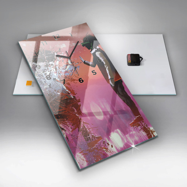 Ceas vertical de perete din sticlă Ciberspațiul