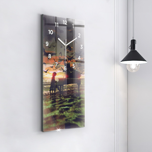 Ceas vertical de perete din sticlă Concert pe plajă