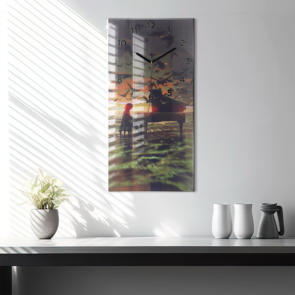 Ceas vertical de perete din sticlă Concert pe plajă