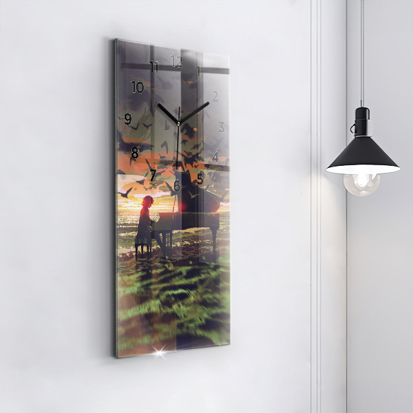 Ceas vertical de perete din sticlă Concert pe plajă