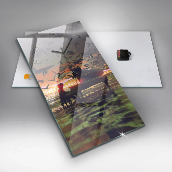 Ceas vertical de perete din sticlă Concert pe plajă