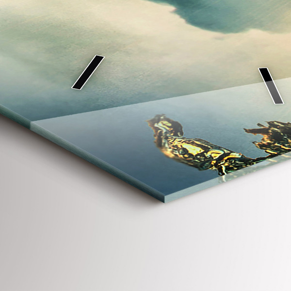 Ceas vertical de perete din sticlă Perspectiva valurilor apusului