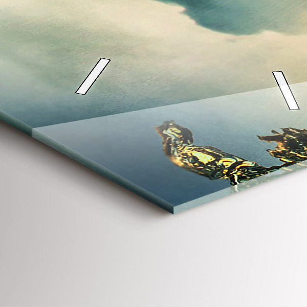 Ceas vertical de perete din sticlă Perspectiva valurilor apusului