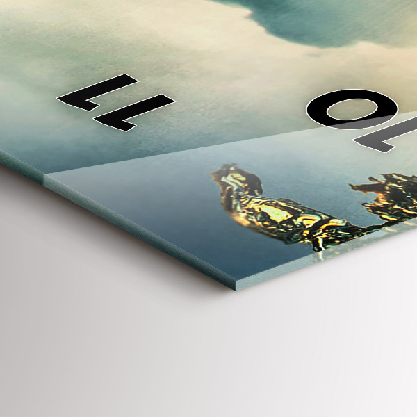 Ceas vertical de perete din sticlă Perspectiva valurilor apusului