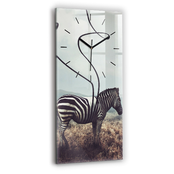 Ceas vertical de perete din sticlă Zebra – Abstracție