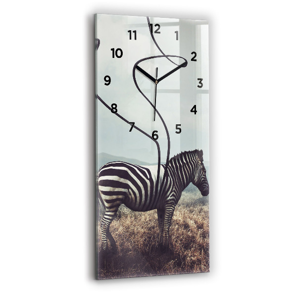 Ceas vertical de perete din sticlă Zebra – Abstracție