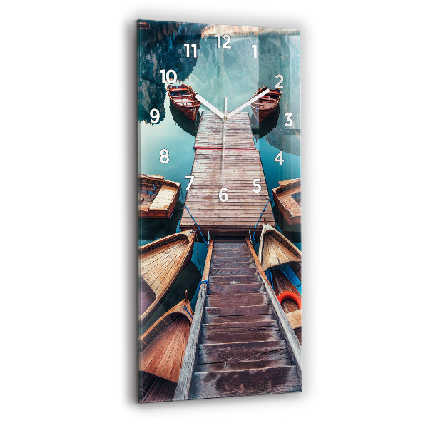 Ceas vertical de perete din sticlă Pod și Lac