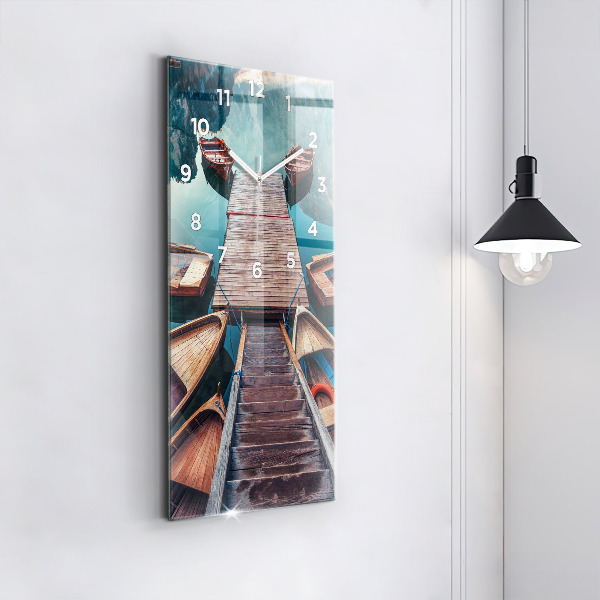 Ceas vertical de perete din sticlă Pod și Lac