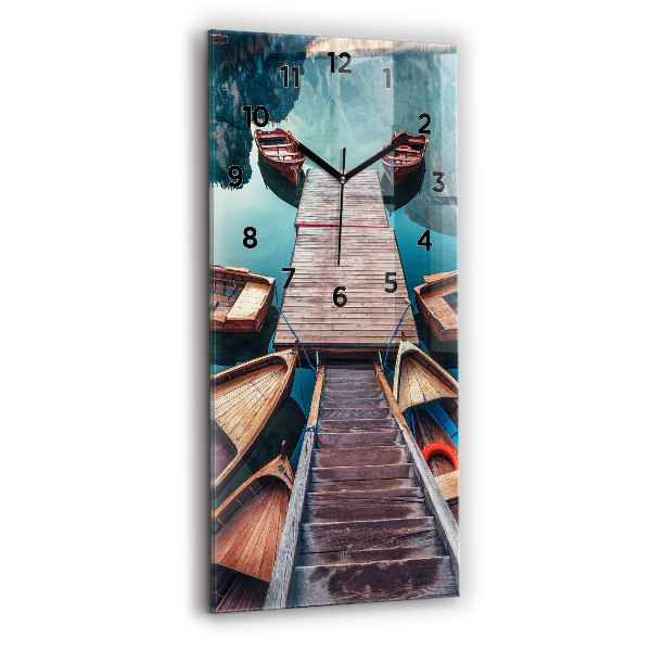 Ceas vertical de perete din sticlă Pod și Lac