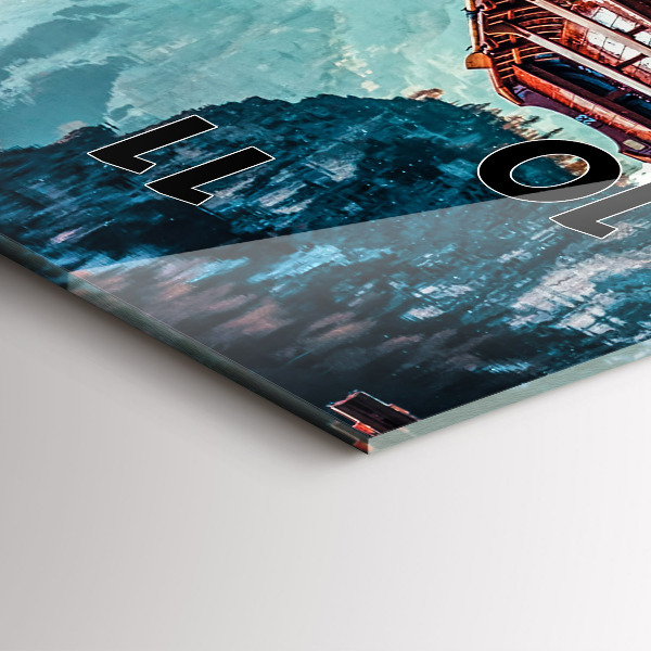 Ceas vertical de perete din sticlă Pod și Lac