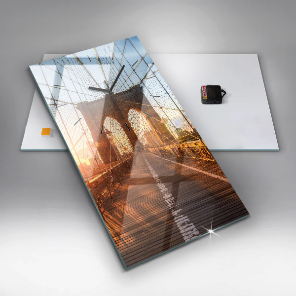 Ceas vertical de perete din sticlă Podul Brooklyn NYC