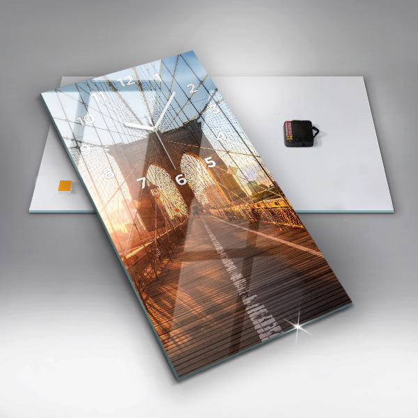 Ceas vertical de perete din sticlă Podul Brooklyn NYC