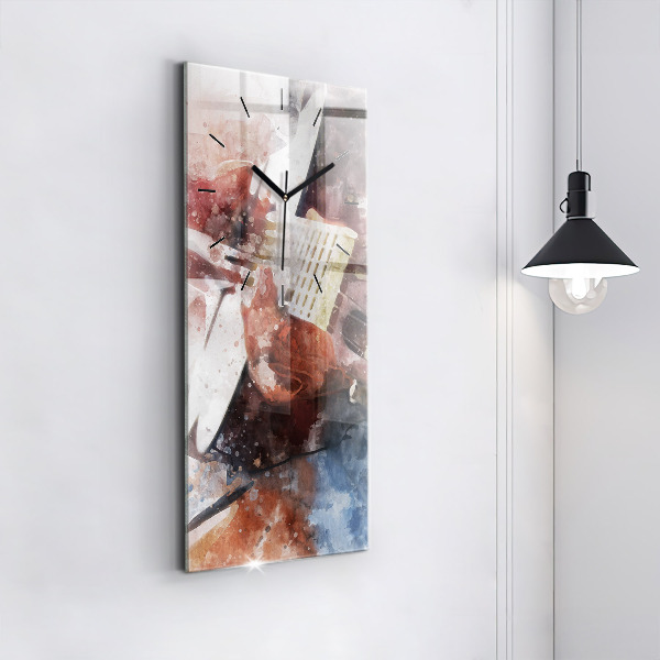 Ceas vertical de perete din sticlă Vizualizare chitara