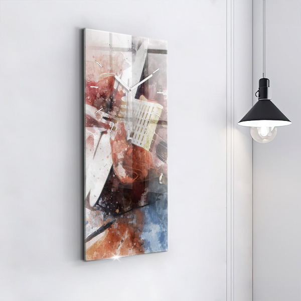 Ceas vertical de perete din sticlă Vizualizare chitara