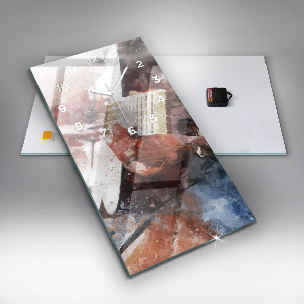 Ceas vertical de perete din sticlă Vizualizare chitara