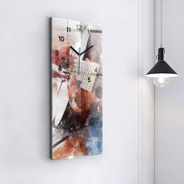 Ceas vertical de perete din sticlă Vizualizare chitara