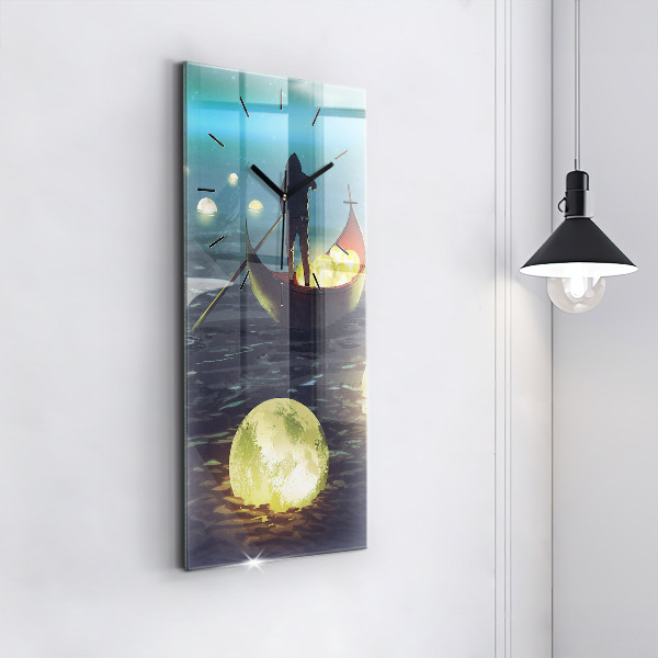 Ceas vertical de perete din sticlă Abstracția