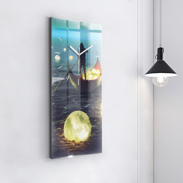 Ceas vertical de perete din sticlă Abstracția