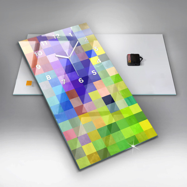 Ceas vertical de perete din sticlă Compoziție pătrată