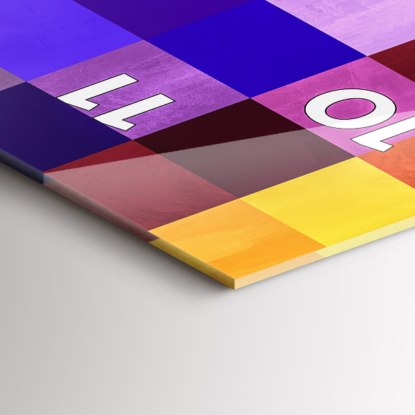 Ceas vertical de perete din sticlă Compoziție pătrată