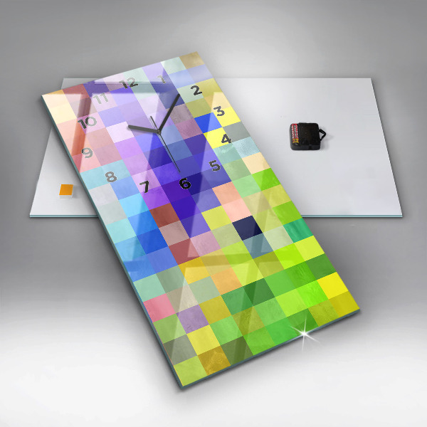 Ceas vertical de perete din sticlă Compoziție pătrată