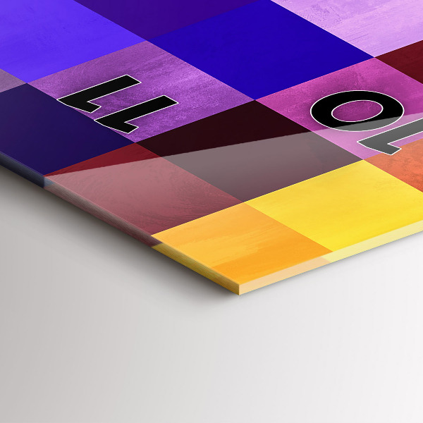 Ceas vertical de perete din sticlă Compoziție pătrată