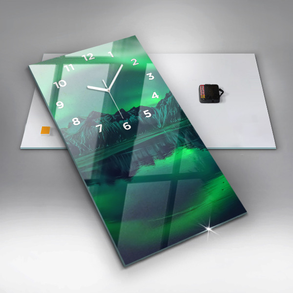 Ceas vertical de perete din sticlă aurora nordică