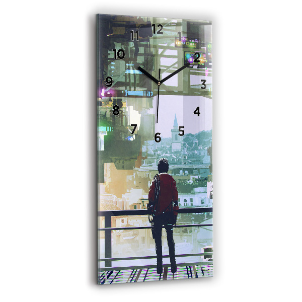 Ceas vertical de perete din sticlă Cyber Punk