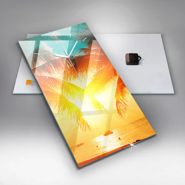 Ceas vertical de perete din sticlă Vacante Odihna Vara