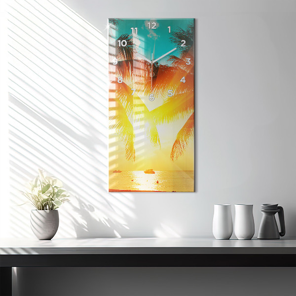 Ceas vertical de perete din sticlă Vacante Odihna Vara