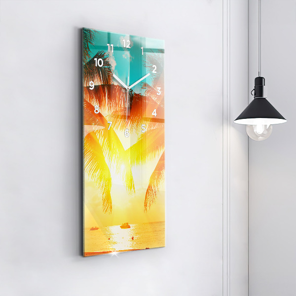 Ceas vertical de perete din sticlă Vacante Odihna Vara