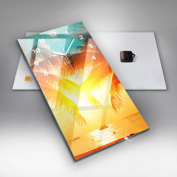 Ceas vertical de perete din sticlă Vacante Odihna Vara