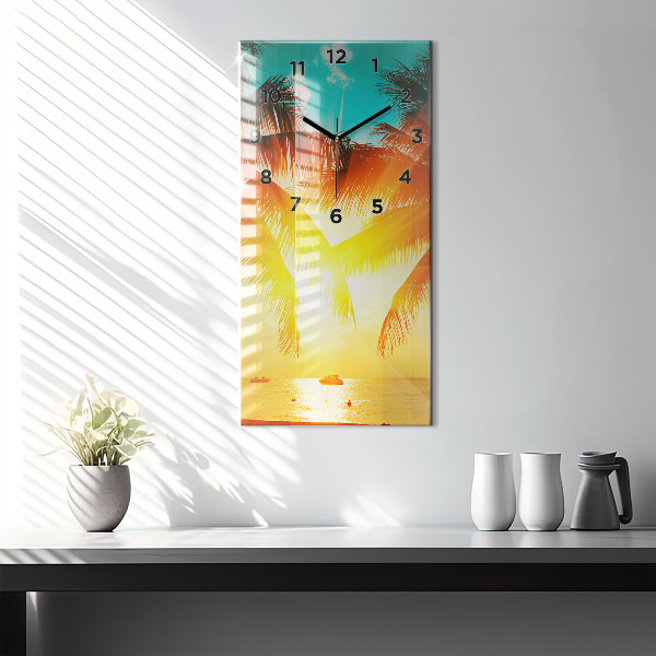 Ceas vertical de perete din sticlă Vacante Odihna Vara