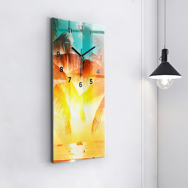 Ceas vertical de perete din sticlă Vacante Odihna Vara