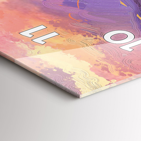 Ceas vertical de perete din sticlă Lunca la apus