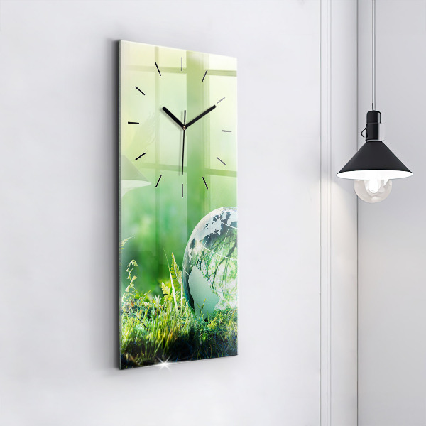Ceas vertical de perete din sticlă Glob