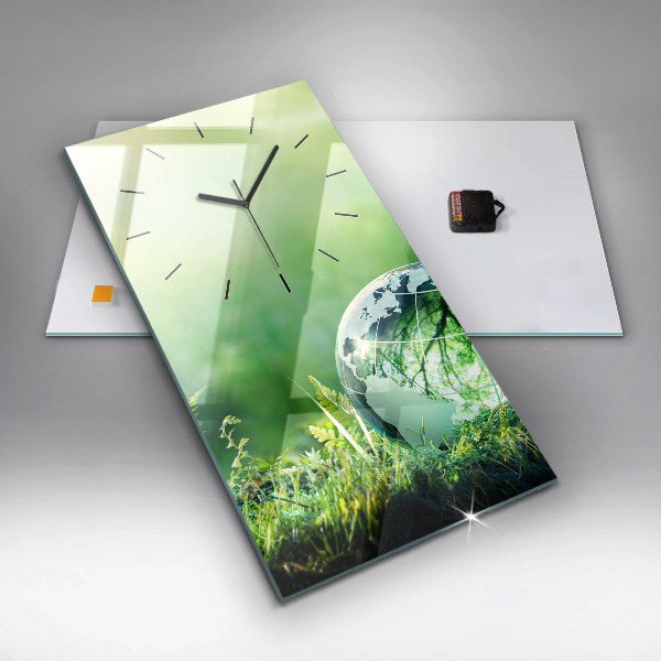 Ceas vertical de perete din sticlă Glob