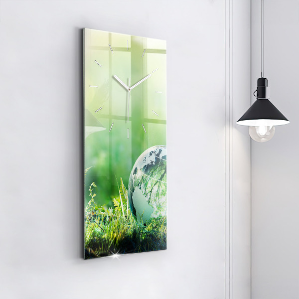Ceas vertical de perete din sticlă Glob