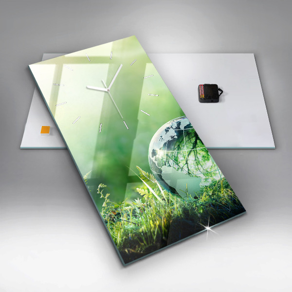 Ceas vertical de perete din sticlă Glob