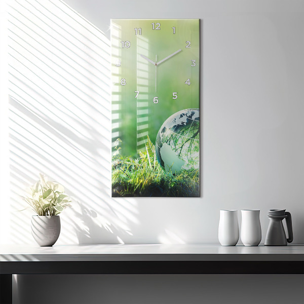 Ceas vertical de perete din sticlă Glob